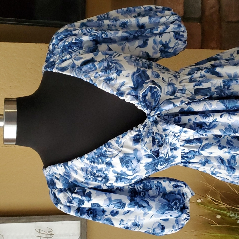 Abercrombie & Fitch Blue Floral Dress - Picture 4 of 16